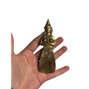 VTG Brass Thai Goddess 4.5" Shoehorn Ornate Decorative Boot Tool BOHO Home Decor